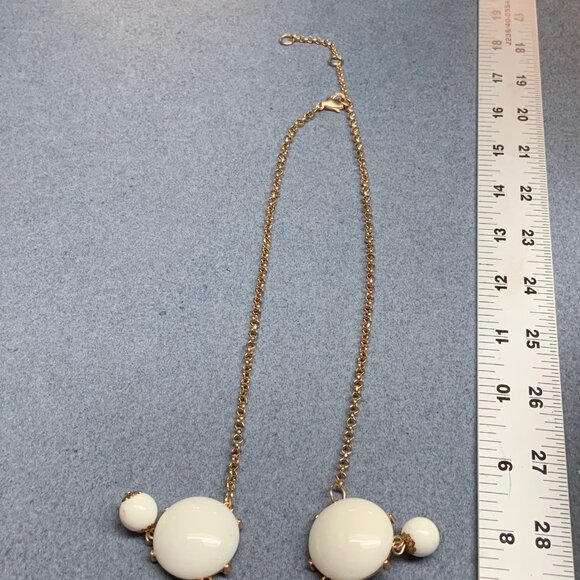 Bubble Statement Necklace 25 In White Round Beads Gold Copper Chain Classic Y2K - Picture 9 of 9